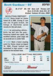 2005 Bowman Draft Gold #85 Brett Gardner FY back image