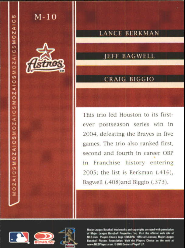 2005 Zenith Mozaics #10 Berkman/Bagwell/Biggio back image