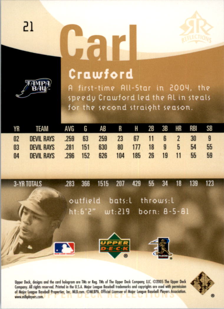 2005 Reflections #21 Carl Crawford back image