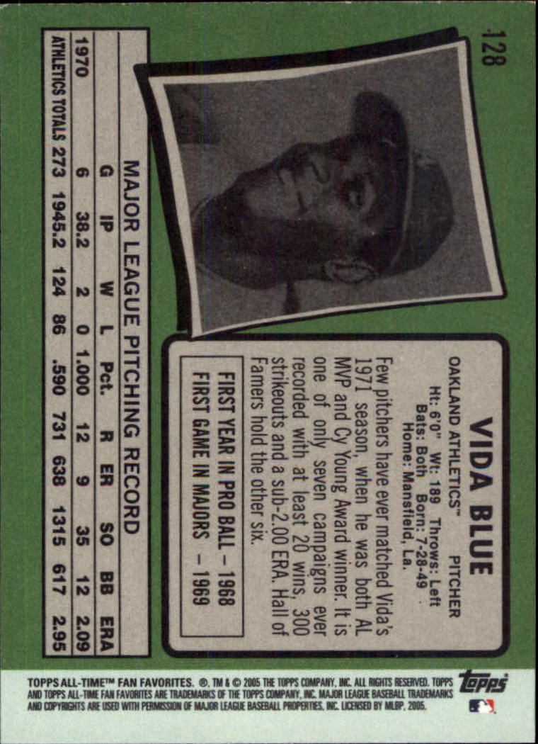 2005 Topps All-Time Fan Favorites #128 Vida Blue back image