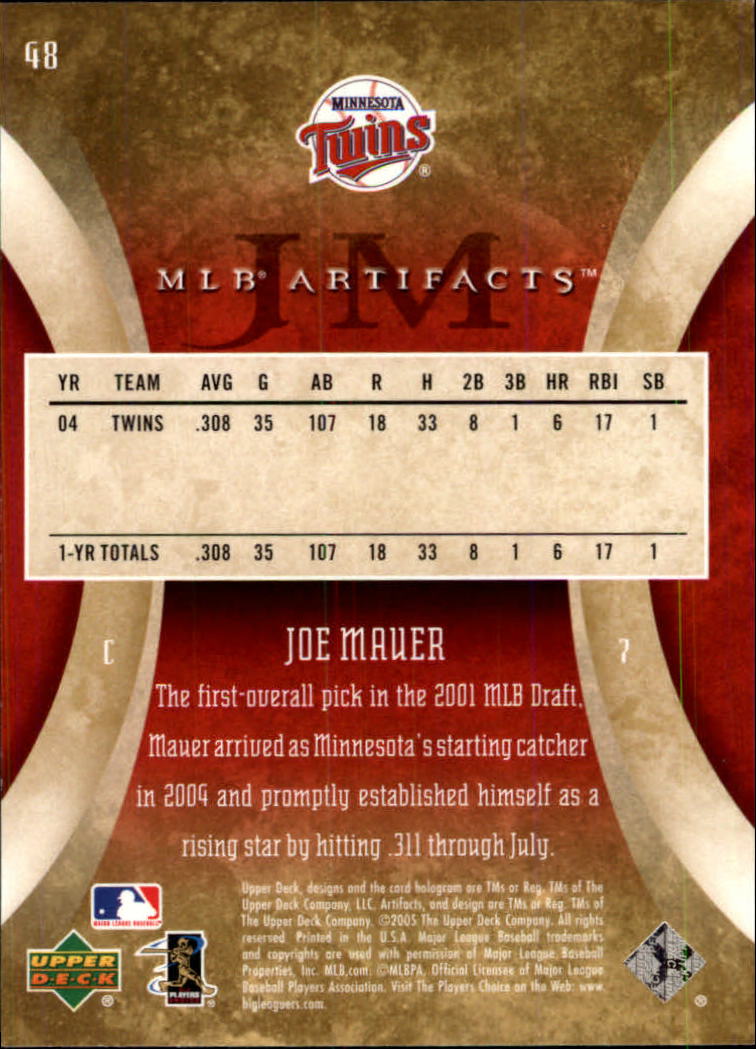 2005 Artifacts #48 Joe Mauer back image