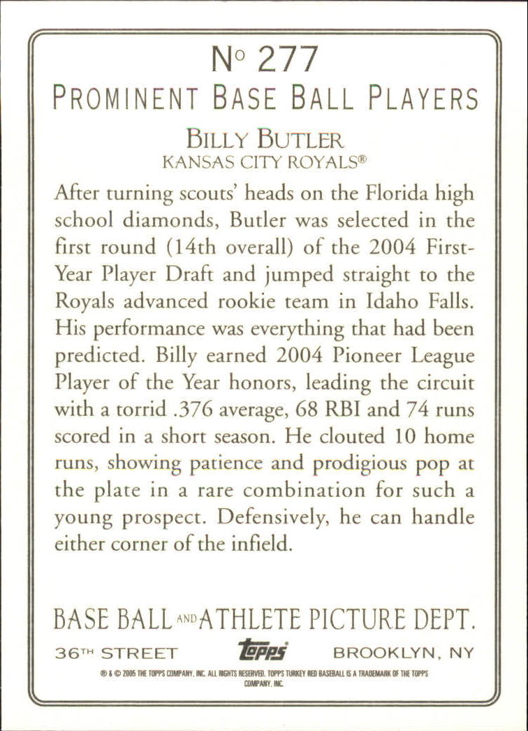 2005 Topps Turkey Red #277 Billy Butler RC back image