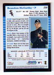 2005 Bowman Chrome #230 Brandon McCarthy RC back image
