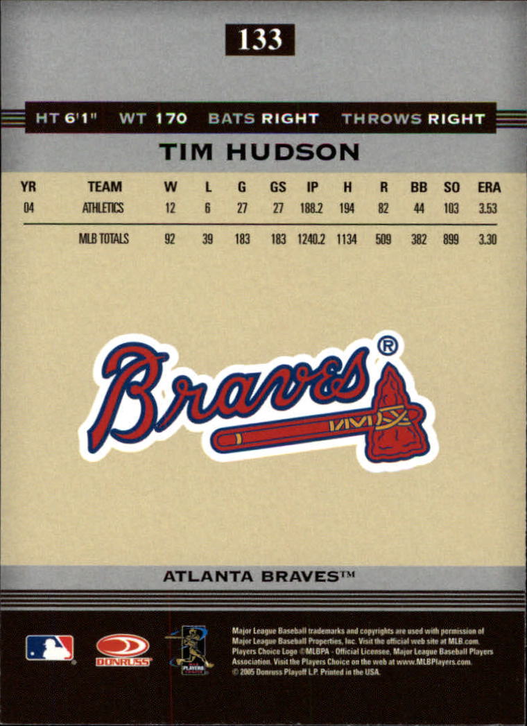 2005 Donruss Greats #133 Tim Hudson back image