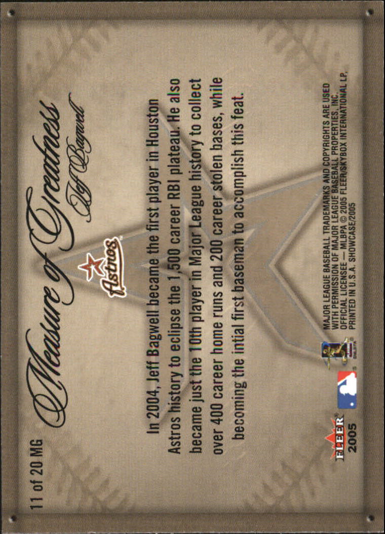 Fleer Showcase Measure Of Greatness Jeff Bagwell Nm Mt