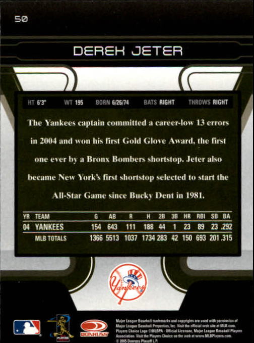 2005 Zenith #50 Derek Jeter back image