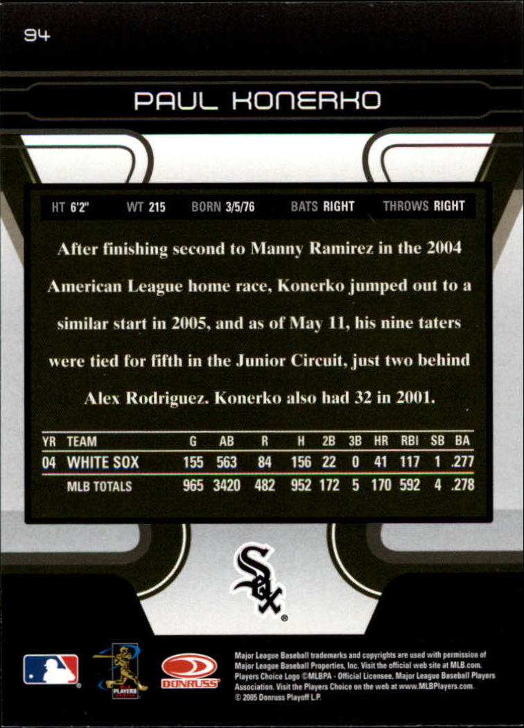 2005 Zenith #94 Paul Konerko back image