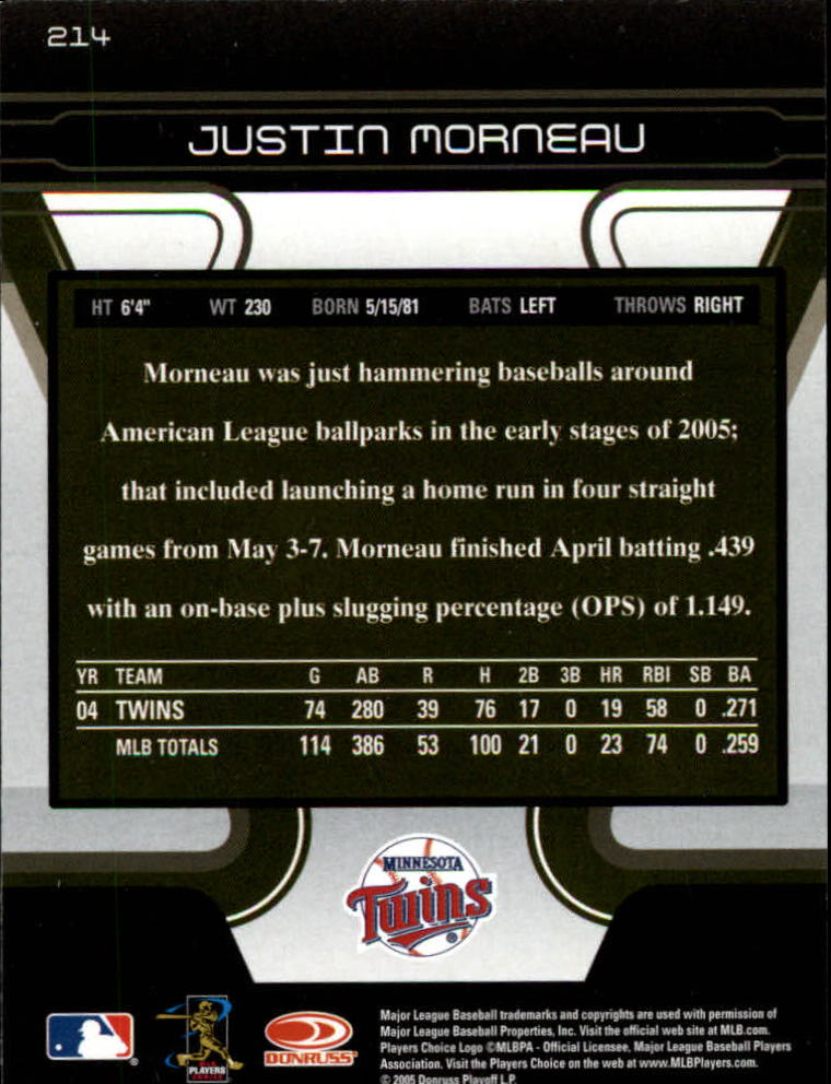 2005 Zenith #214 Justin Morneau back image