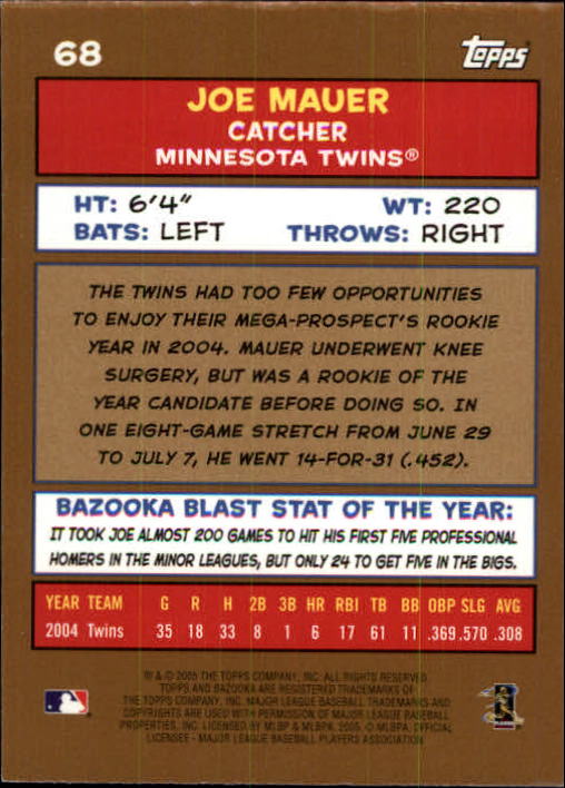 2005 Bazooka Gold Chunks #68 Joe Mauer back image