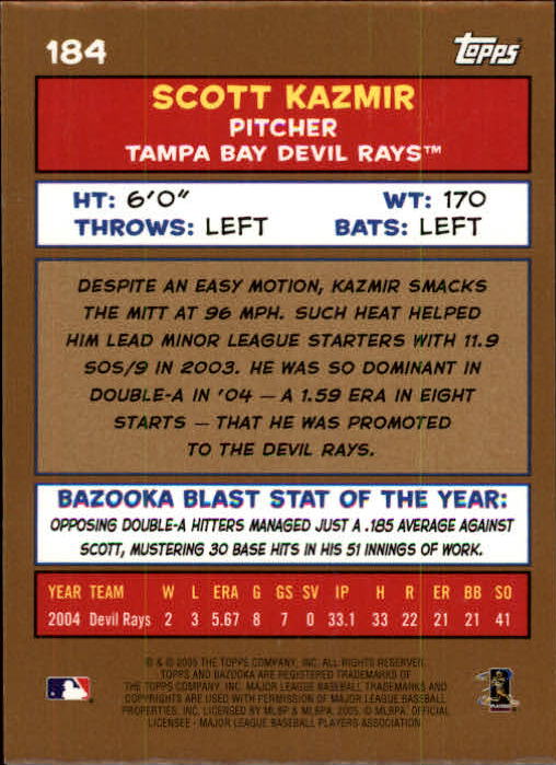 2005 Bazooka Gold Chunks #184 Scott Kazmir PROS back image