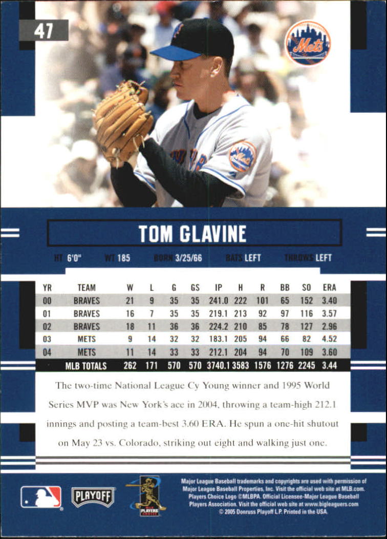 2005 Playoff Prestige #47 Tom Glavine back image