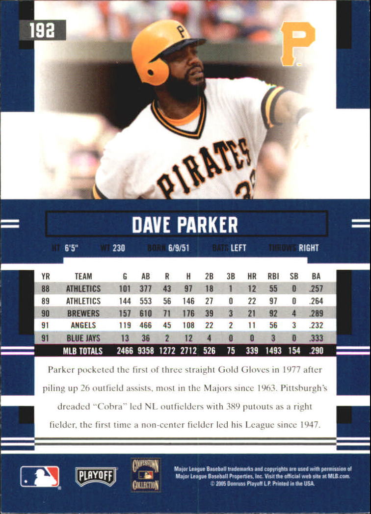 2005 Playoff Prestige #192 Dave Parker back image