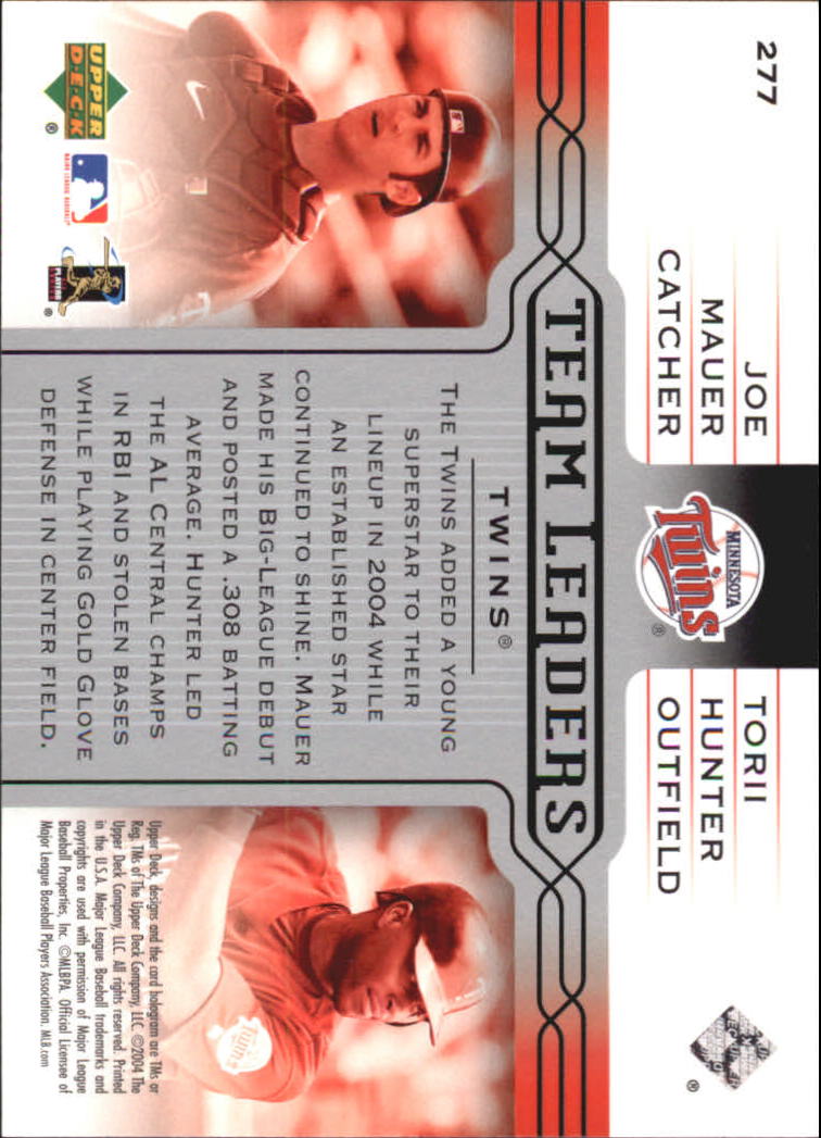 2005 Upper Deck #277 J.Mauer/T.Hunter TL back image