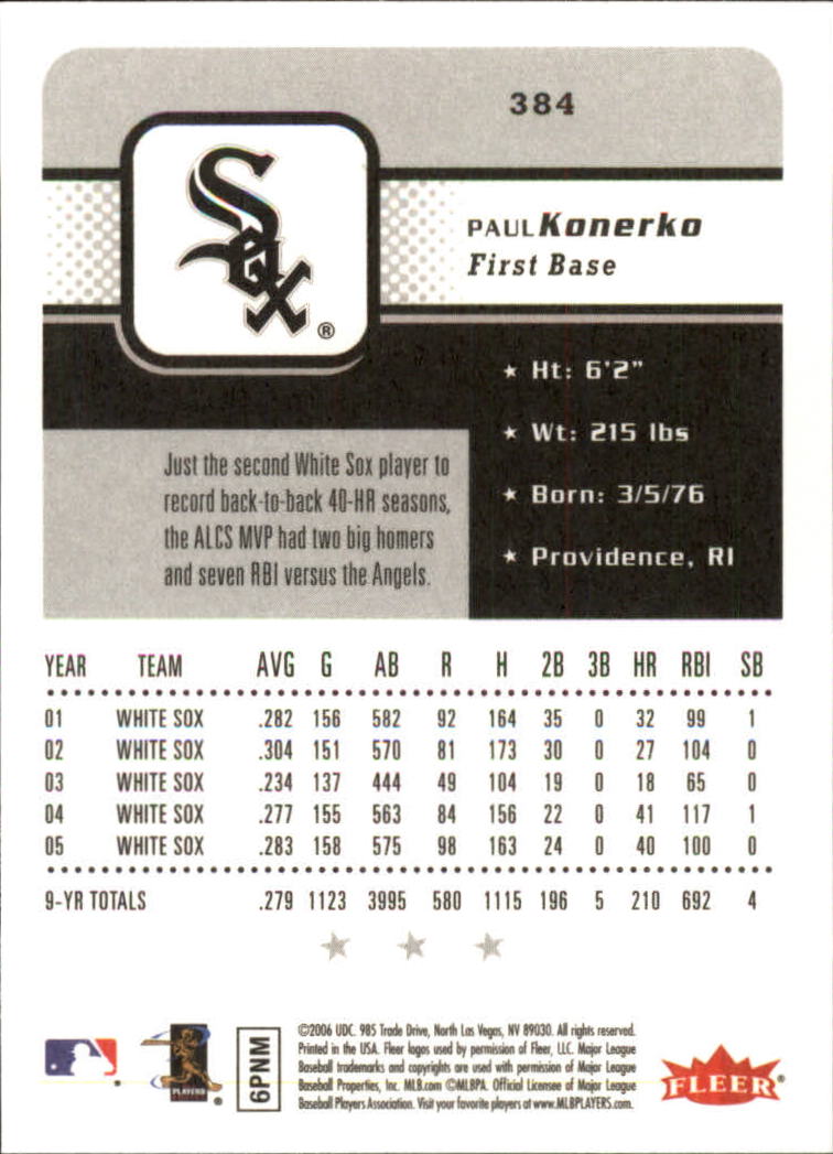2006 Fleer #384 Paul Konerko back image