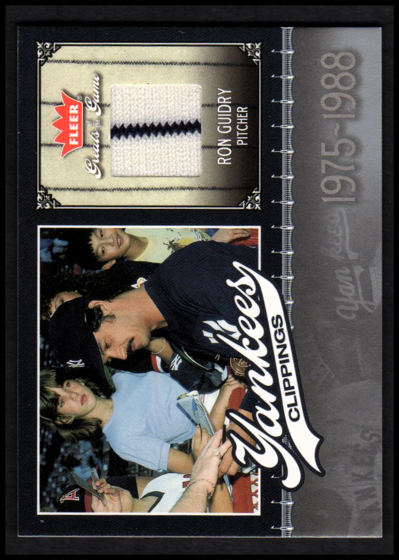 2006 Greats of the Game Yankee Clippings Memorabilia #RG Ron Guidry Jsy