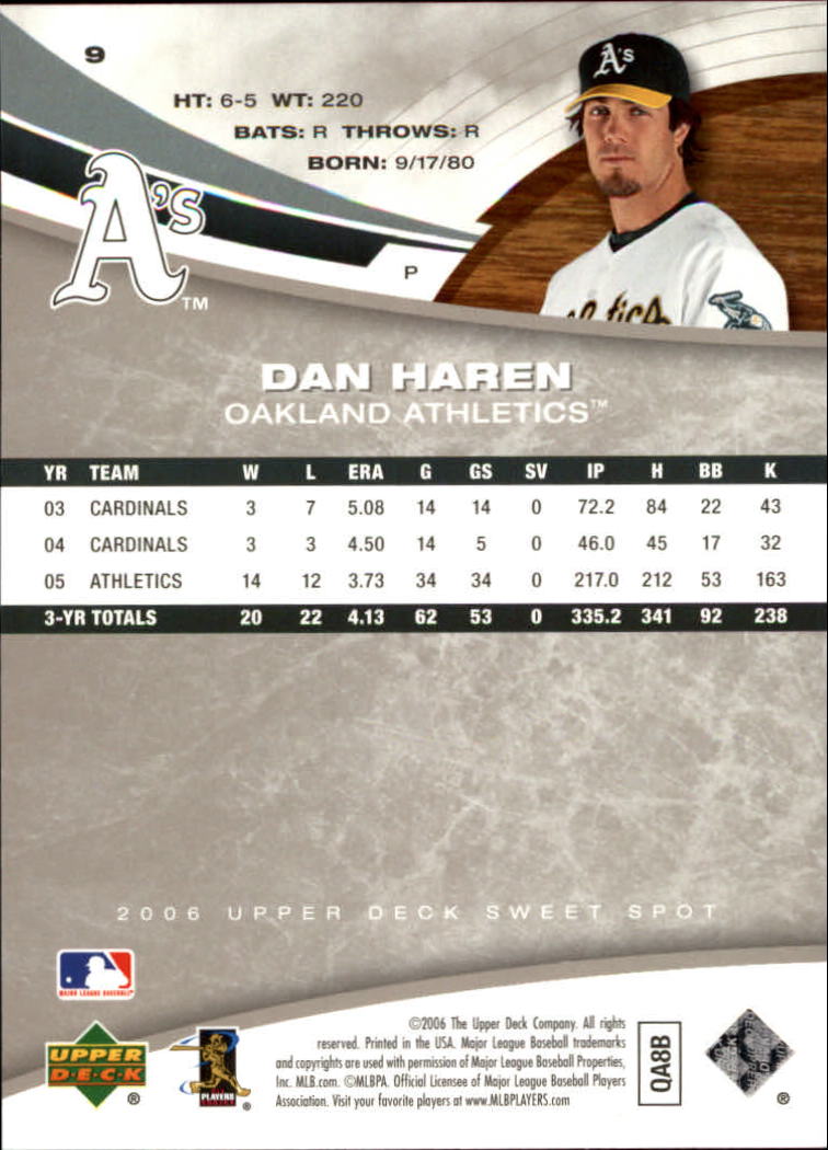 2006 Sweet Spot #9 Dan Haren back image