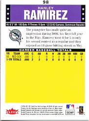 2006 Fleer Tradition #98 Hanley Ramirez (RC) back image