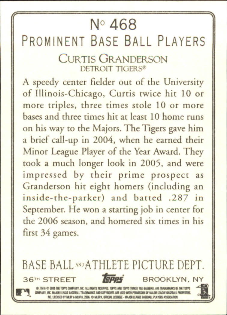 2006 Topps Turkey Red #468 Curtis Granderson back image