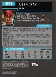 2006 Bowman Draft Draft Picks Gold #36 Allen Craig back image