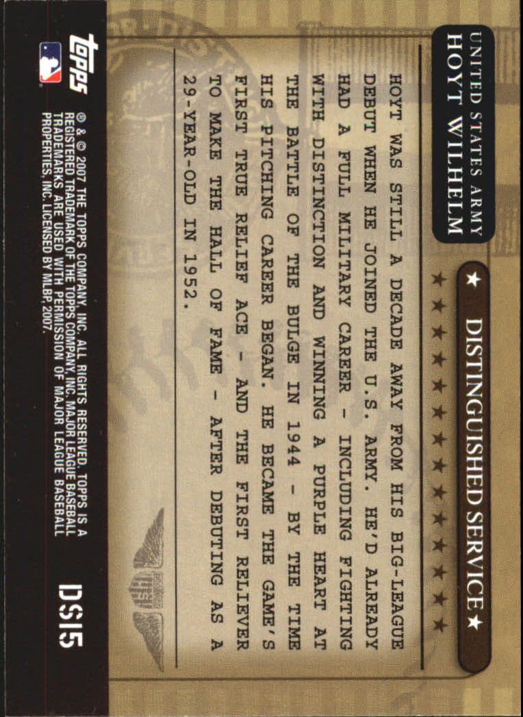 2007 Topps Distinguished Service #DS15 Hoyt Wilhelm back image