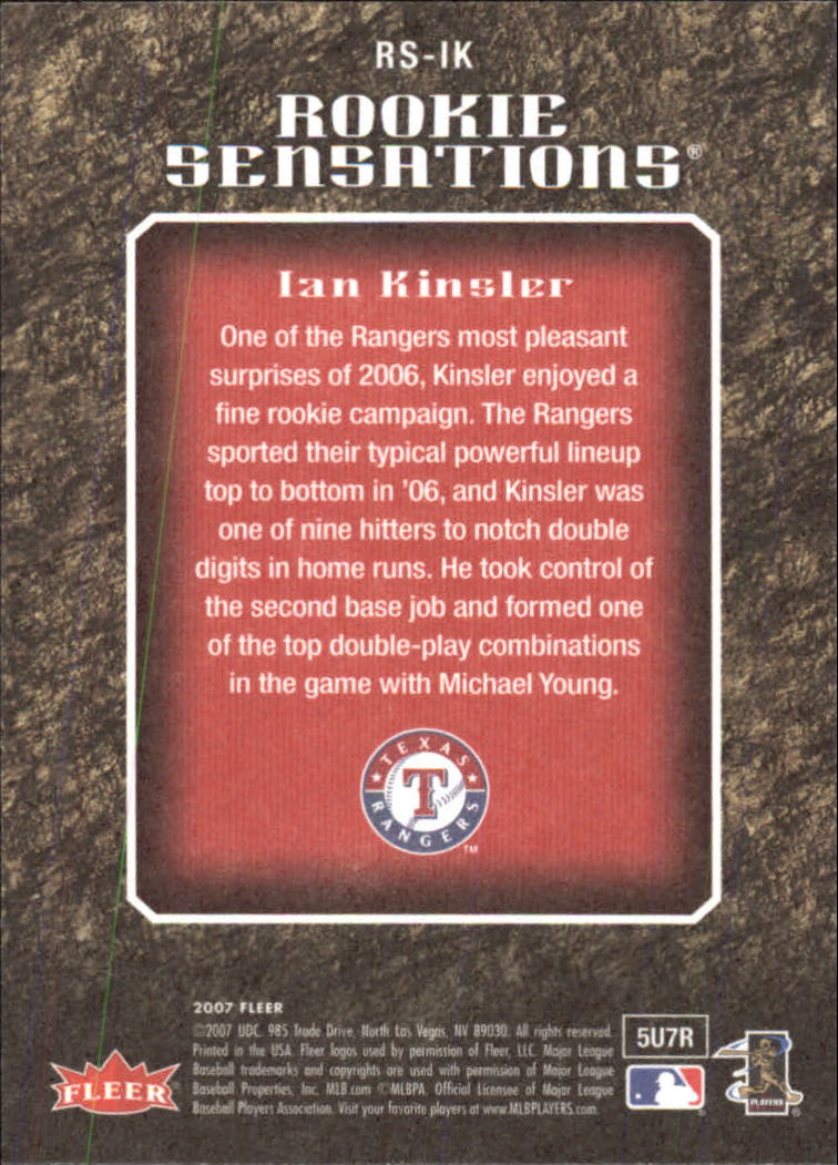 2007 Fleer Rookie Sensations #IK Ian Kinsler back image