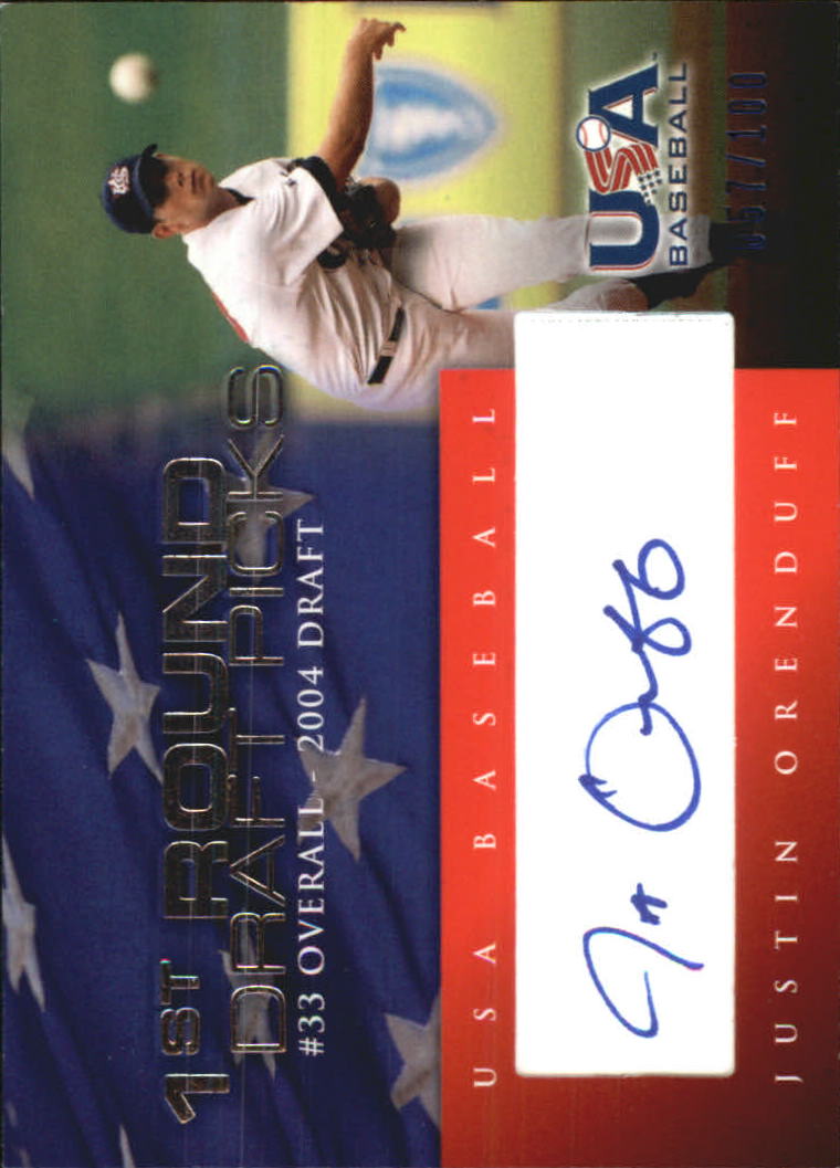 2006-07 USA Baseball 1st Round Draft Pick Signatures Blue #15 Justin Orenduff/100