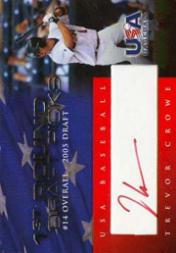 2006-07 USA Baseball 1st Round Draft Pick Signatures Red #7 Trevor Crowe/50 *
