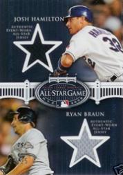 2008 Topps Update All-Star Stitches Dual #HB Josh Hamilton/Ryan Braun