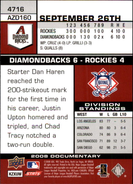 2008 Upper Deck Documentary Baseball Card Pick 47164936