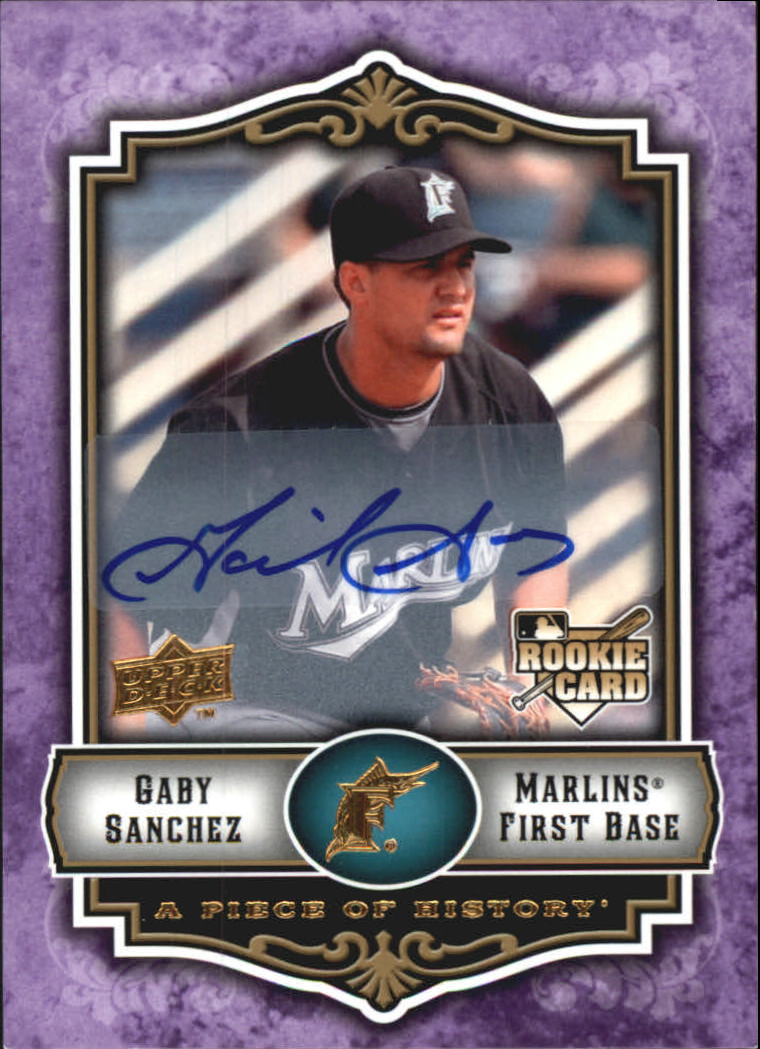 2009 UD A Piece of History Rookie Autographs Violet #148 Gaby Sanchez