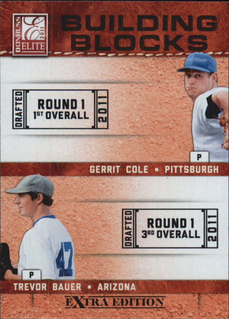 2011 Donruss Elite Extra Edition Building Blocks Dual #3 Gerrit Cole/Trevor Bauer