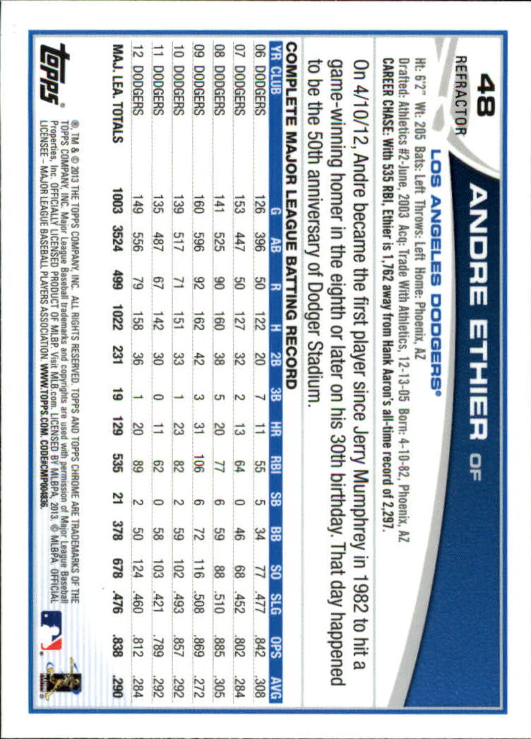 Pick From List 2013 Topps Chrome Refractors