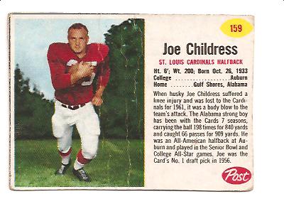 1962 Post Cereal #159 Joe Childress