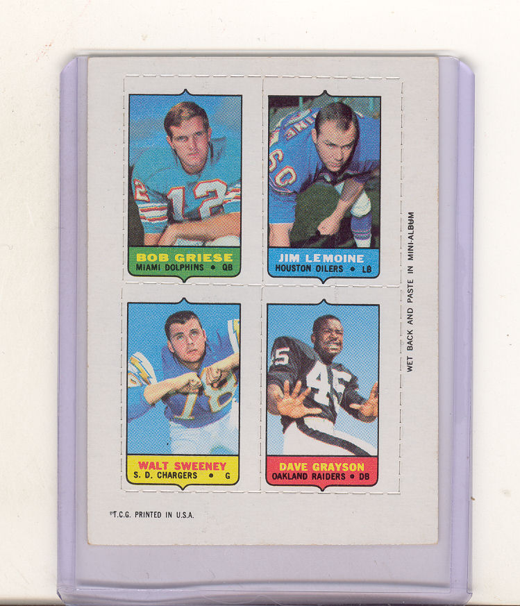 1969 Topps Four-in-One Inserts #1 Alderman/Je.Smith/Sayers/LeBeau