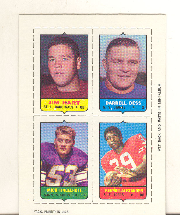 1969 Topps Four-in-One Inserts #19 Hart/Dess/K.Alexander/Tingelhoff