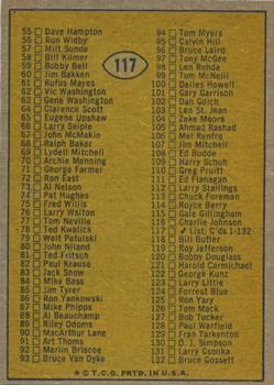 1974 Topps #117 Checklist 1-132 UER back image