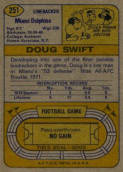 1974 Topps #251 Doug Swift back image