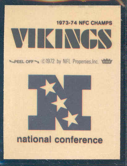 1974-75 Fleer Cloth Patches #57 NFC Champs Vikings/NFC Logo