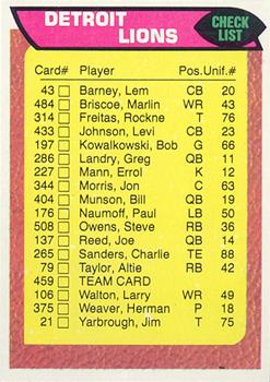 1976 Topps #459 Detroit Lions CL