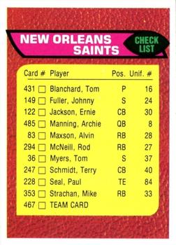 1976 Topps #467 New Orleans Saints CL