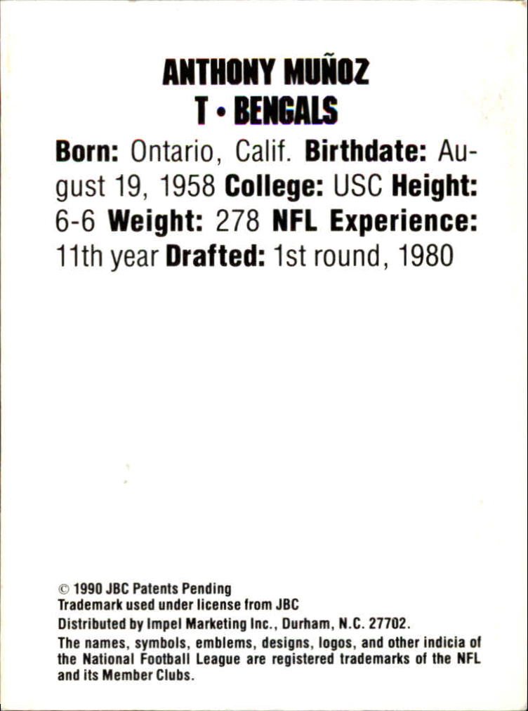 1990 Pro Set Collect-A-Books #32 Anthony Munoz back image