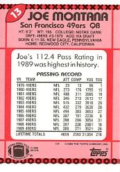 1990 Topps Tiffany #13 Joe Montana back image