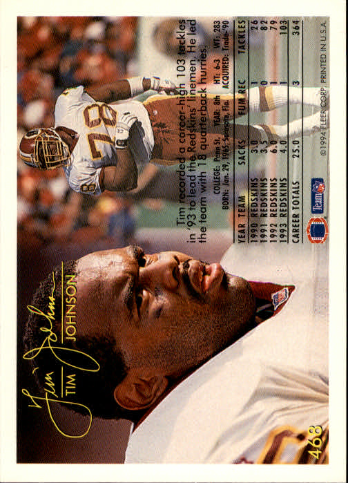 1994 Fleer #468 Tim Johnson back image