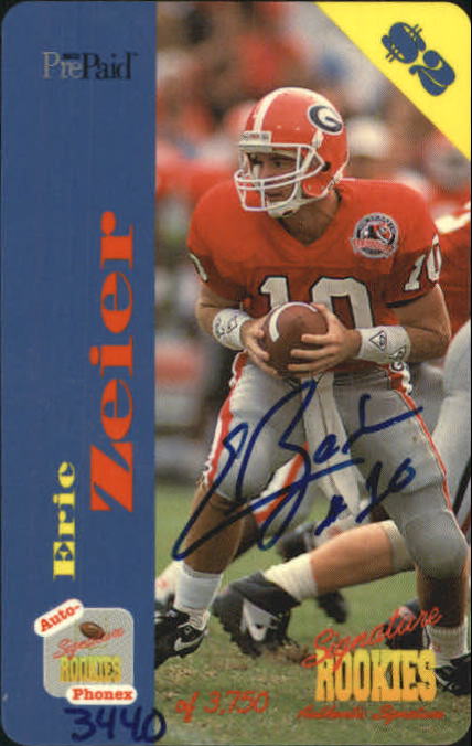 1995 Signature Rookies Auto-Phonex Phone Card Autographs #9 Eric Zeier