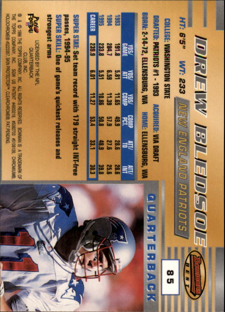 1996 Bowman's Best #85 Drew Bledsoe back image