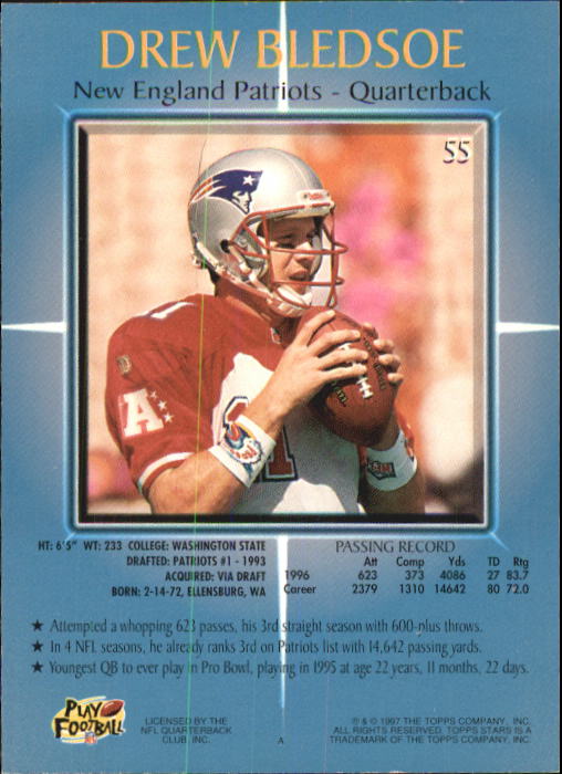 1997 Topps Stars #55 Drew Bledsoe back image