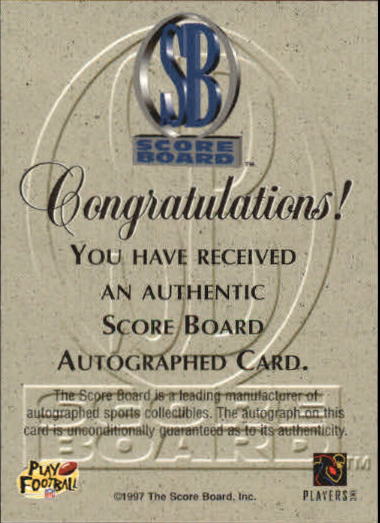 1997 Pro Line Autographs Emerald #5 Marco Battaglia/500 back image
