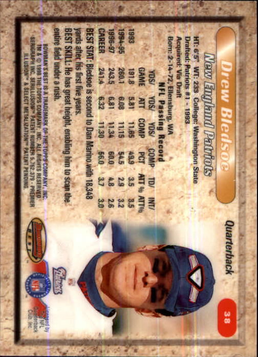 1998 Bowman's Best #38 Drew Bledsoe back image