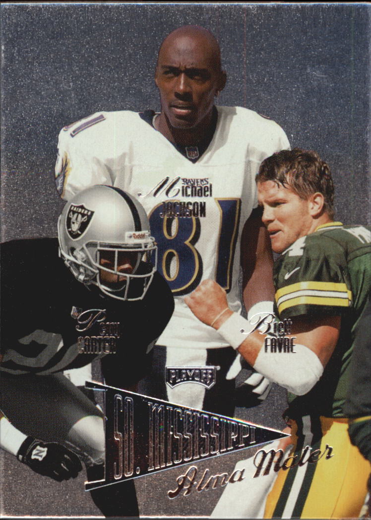 1998 Playoff Prestige Alma Maters #1 Brett Favre/Michael Jackson/Pat Carter