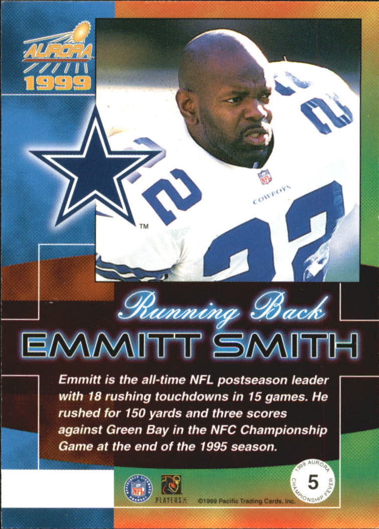 1999 Aurora Championship Fever #5 Emmitt Smith back image